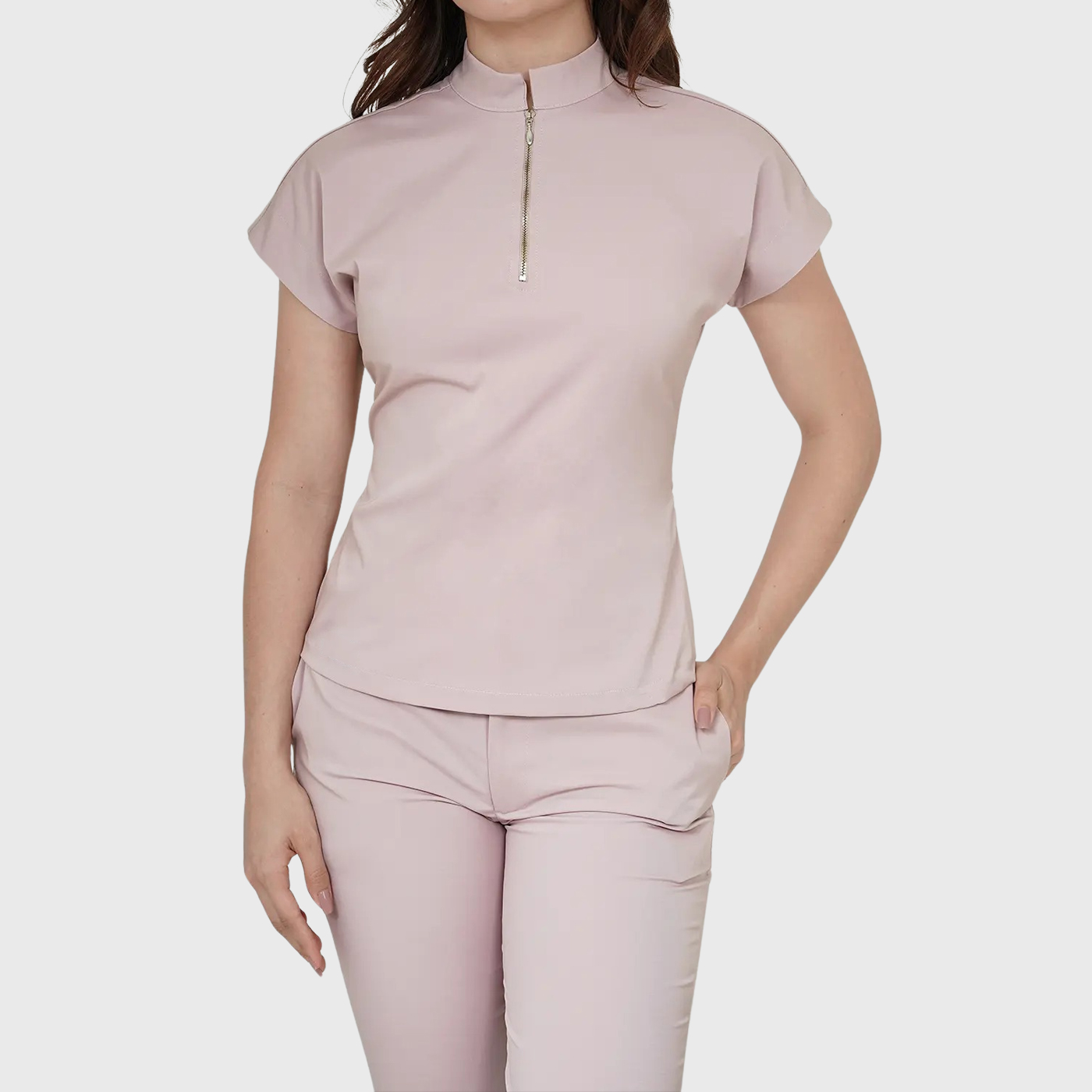 Women's Half Zip Neck Scrub Top