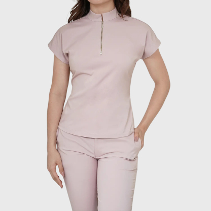 Women's Half Zip Neck Scrub Top