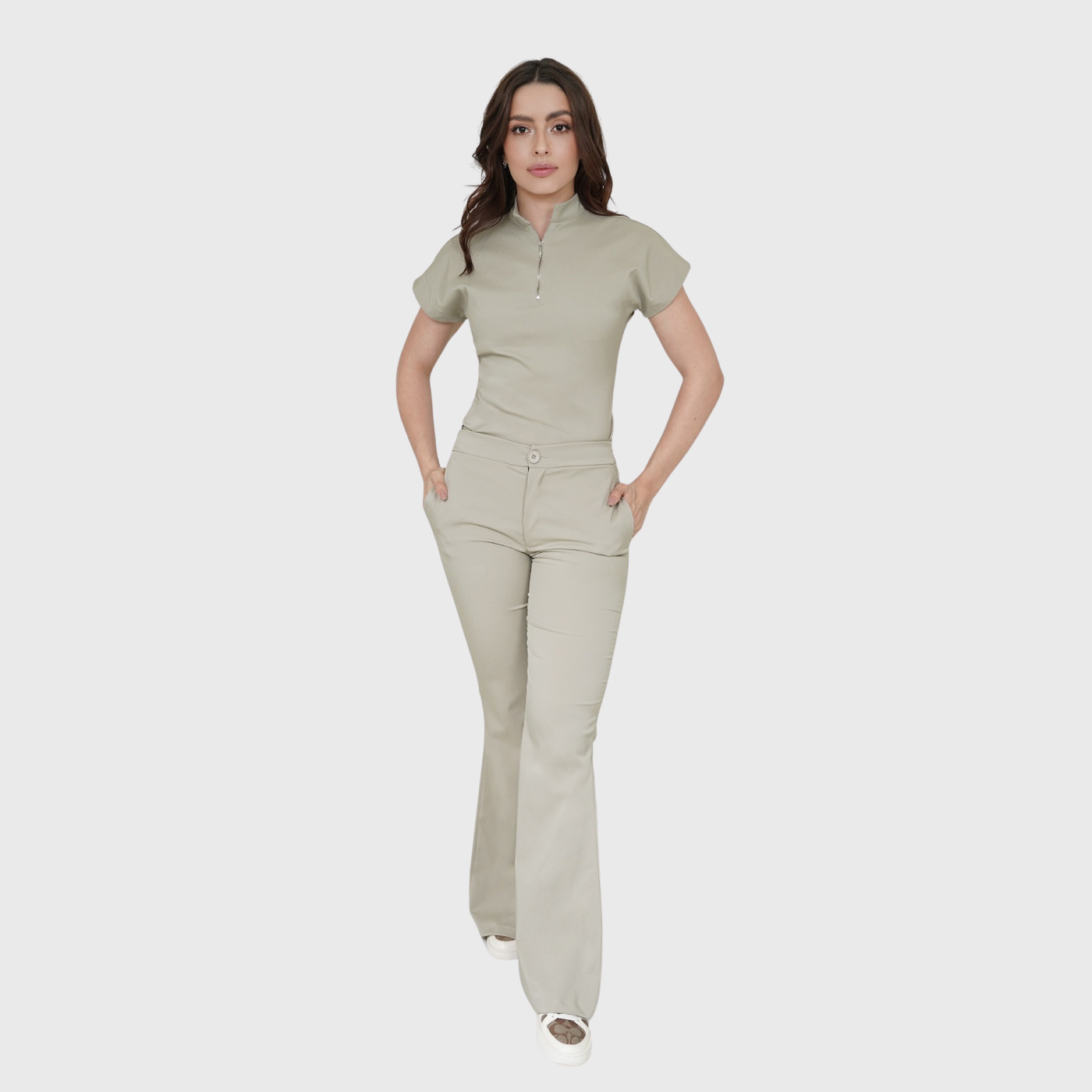 Women's Half Zip Neck Scrub Top