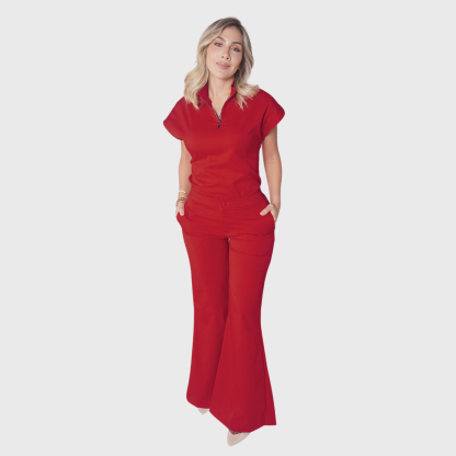 Women's Half Zip Neck Scrub Top