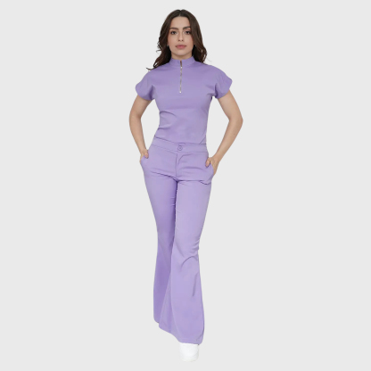 Women's Half Zip Neck Scrub Top