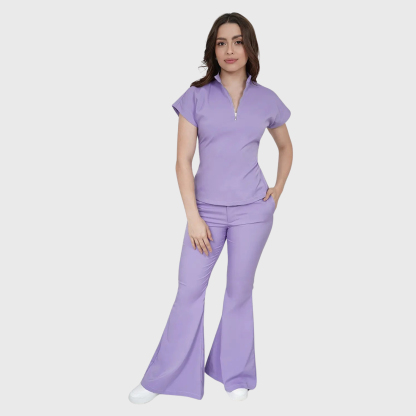 Women's Half Zip Neck Scrub Top