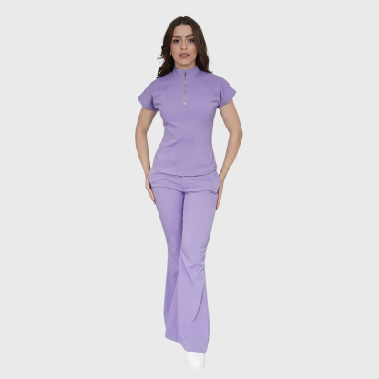 Women's Half Zip Neck Scrub Top