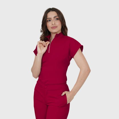 Women's Half Zip Neck Scrub Top