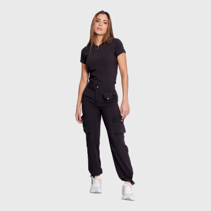 Women's Simple Zip Collar Scrub Top