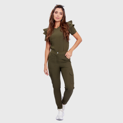 Women's High Waist Cargo Scrub Pants