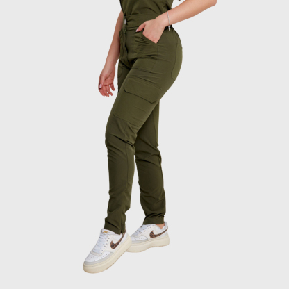 Women's High Waist Cargo Scrub Pants