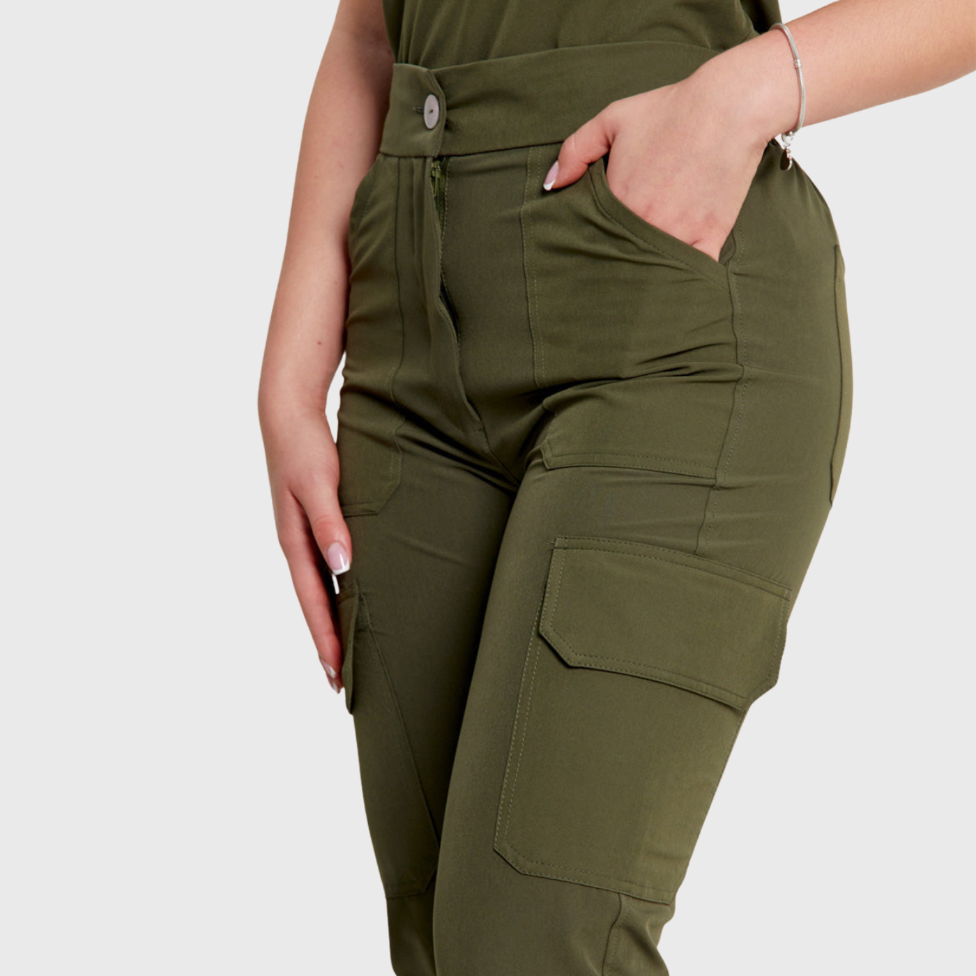 Women's High Waist Cargo Scrub Pants