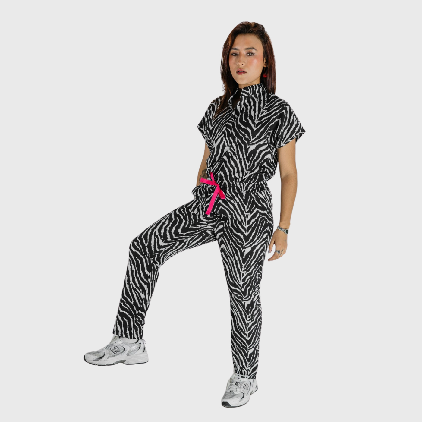 Women's Zebra Print Scrub Set JOJ3