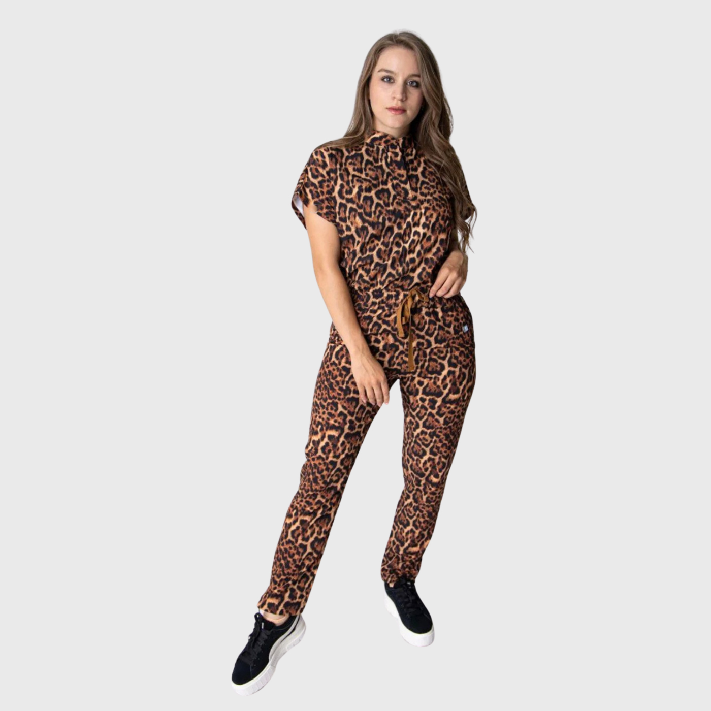 Women's Leopard Print Jogger Scrub Set JOJ5