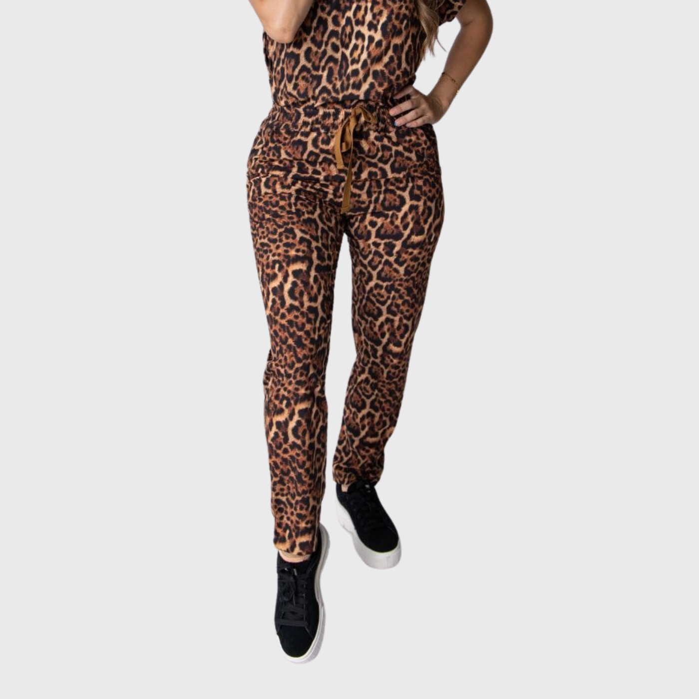 Women's Leopard Print Jogger Scrub Pants