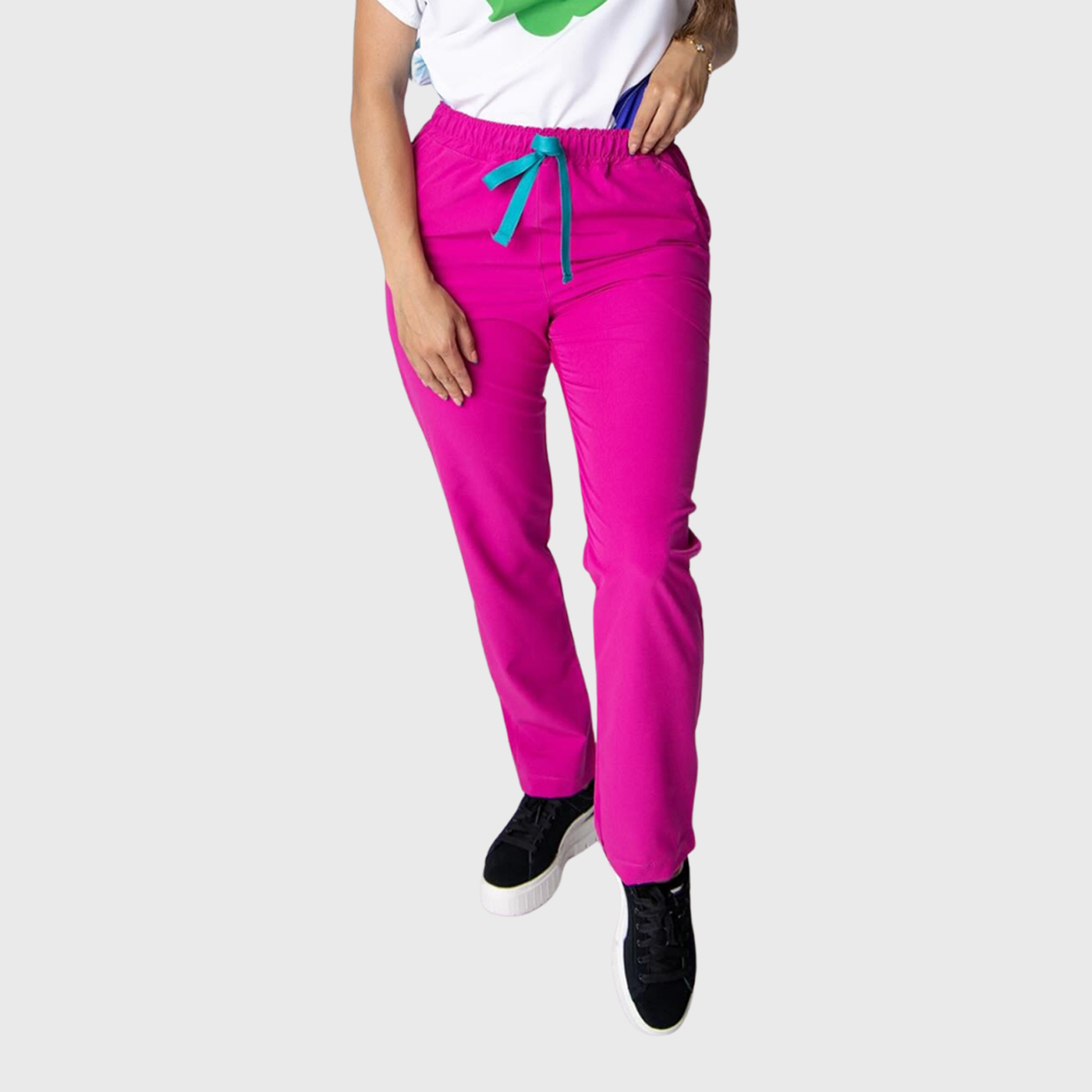 Women's Virtual Pink Straight-leg Scrub Pants