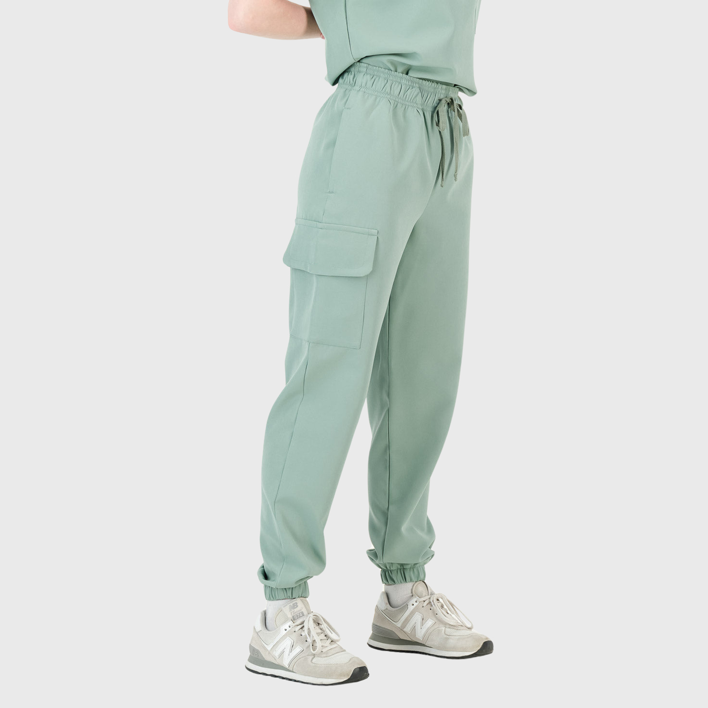 Women's Elastic Waistband Drawstring Cargo Scrub Pants