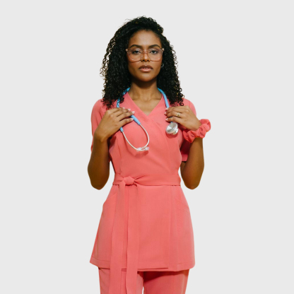 Women's Stylish Waist Adjustable Scrub Top