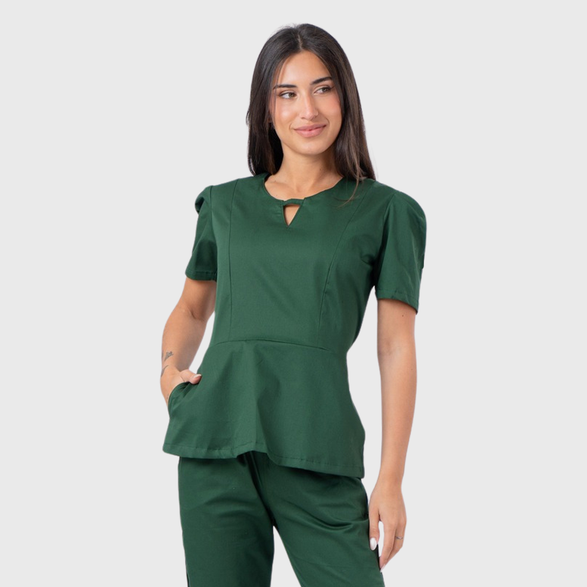 Women's Round Neck With Cutout Detail Scrub Top