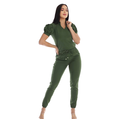 Women's Elastic Waistband Drawstring 4-Pocket Scrub Pants