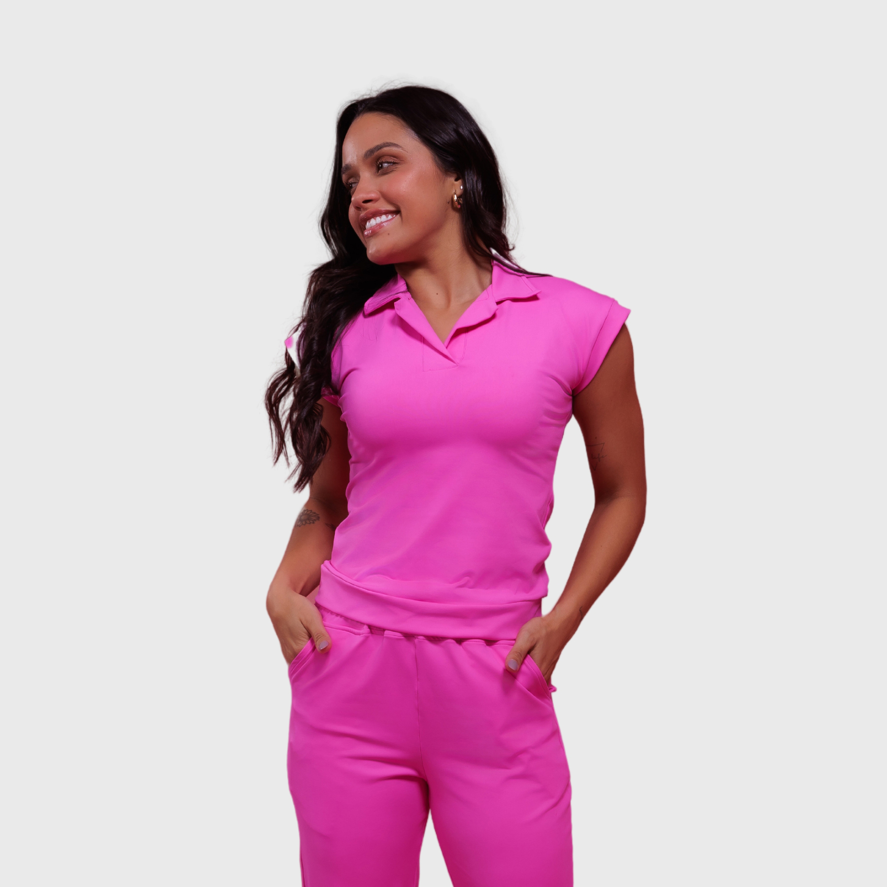 Clara Women's Slim Fit Lapel Collar Scrub Top
