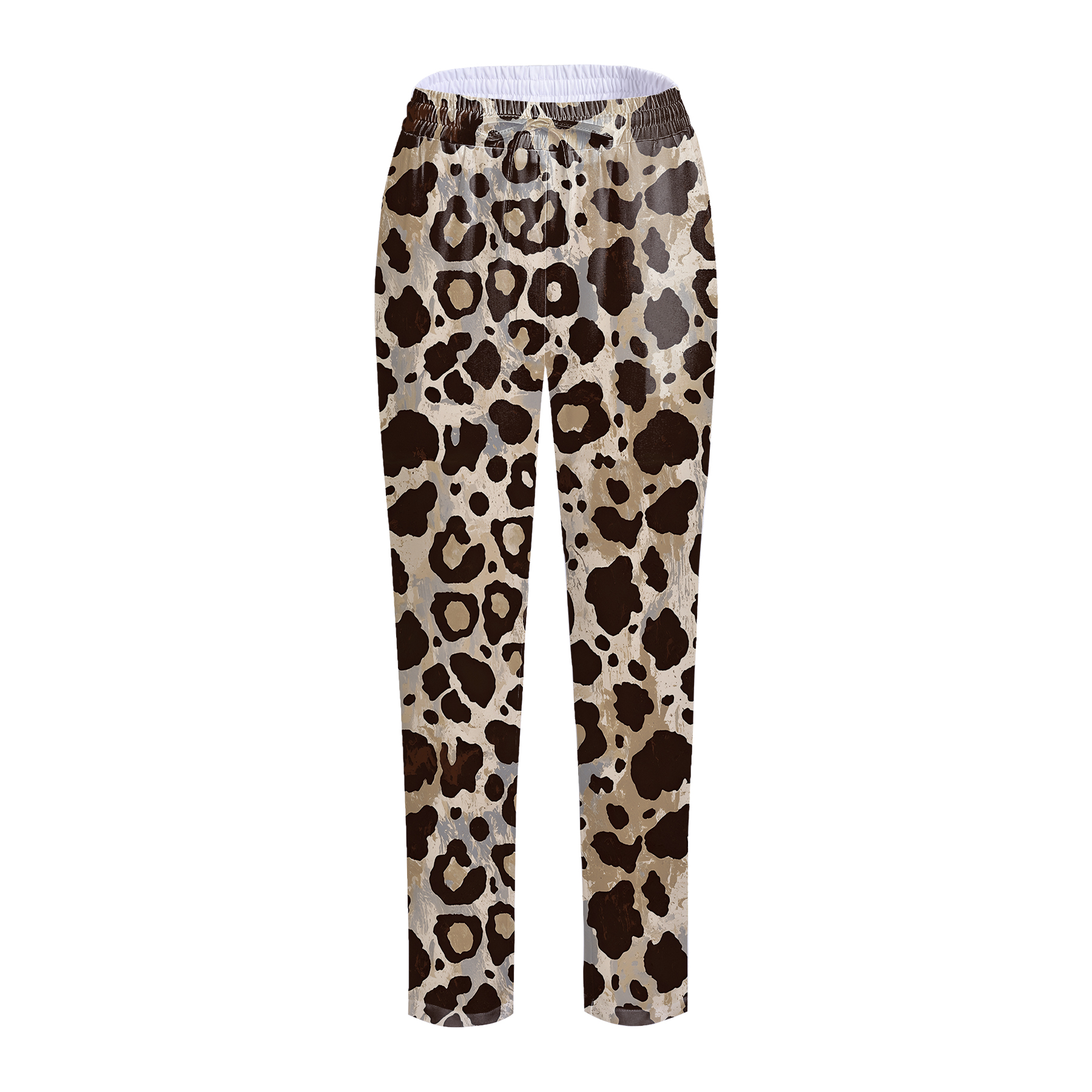 Women's Straight Leg Brown Leopard Printed Scrub Pants