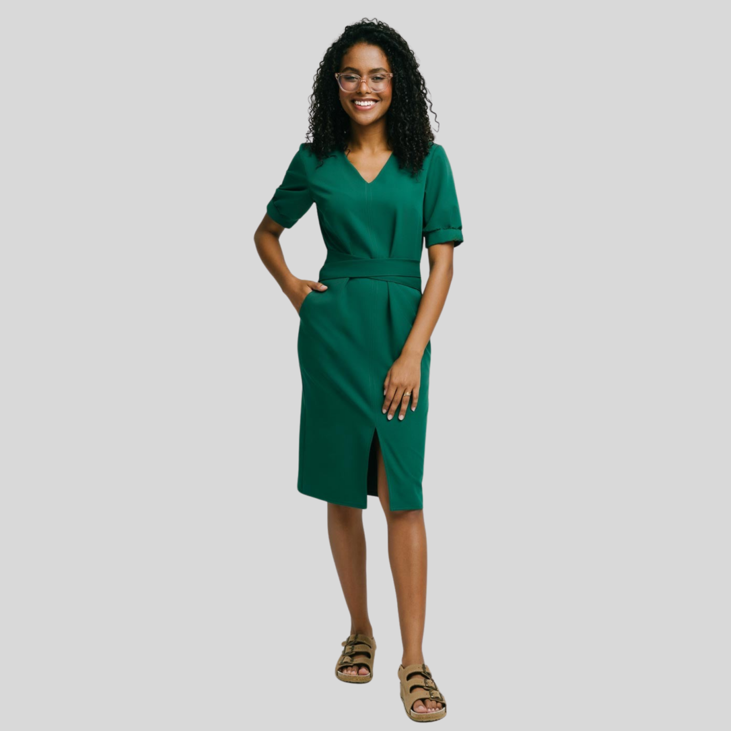 Medical Fashion Bow Waist Scrub Dress