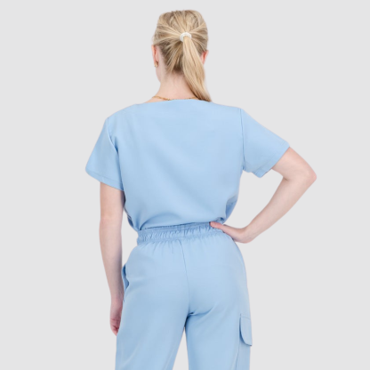 Casual and Fashionable V-neck Solid Color Scrub Top For Nurse 