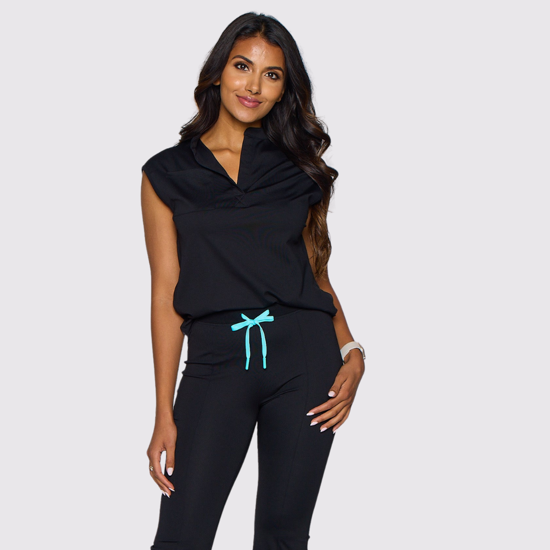 Women's Stand Collar Sleeveless Scrub Top