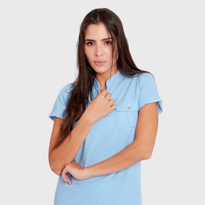 Women's Zip Neck Chest Pocket Scrub Top™