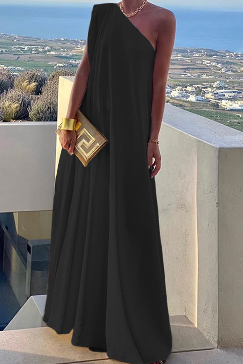 Elegant Simplicity Solid Asymmetrical Dress