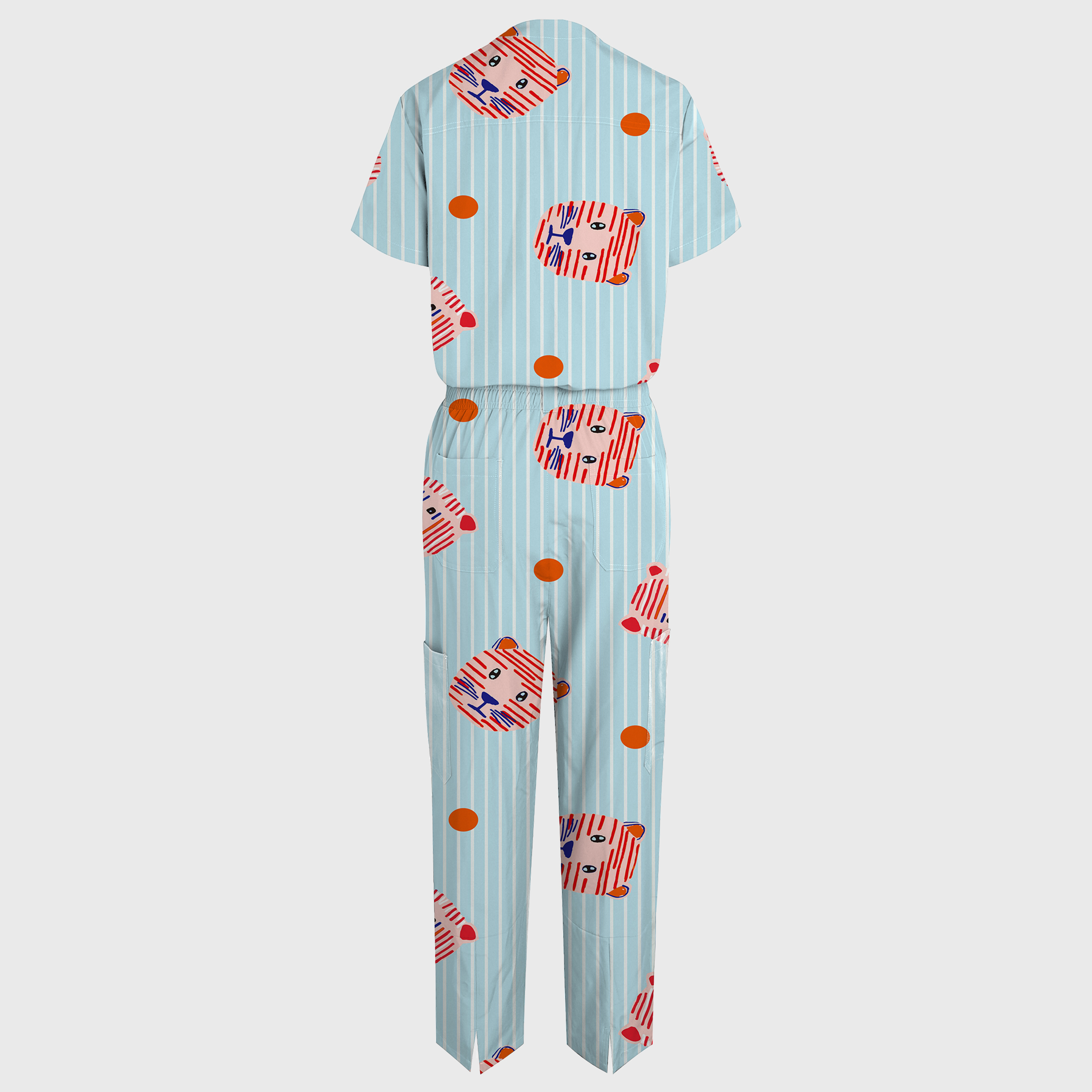 Women's Little Lion V-neck Wide Leg Scrub Jumpsuit