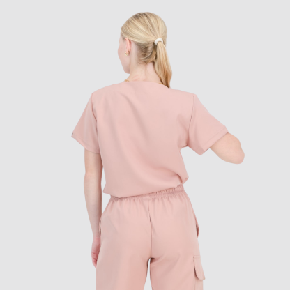 Casual and Fashionable V-neck Solid Color Scrub Top For Nurse 
