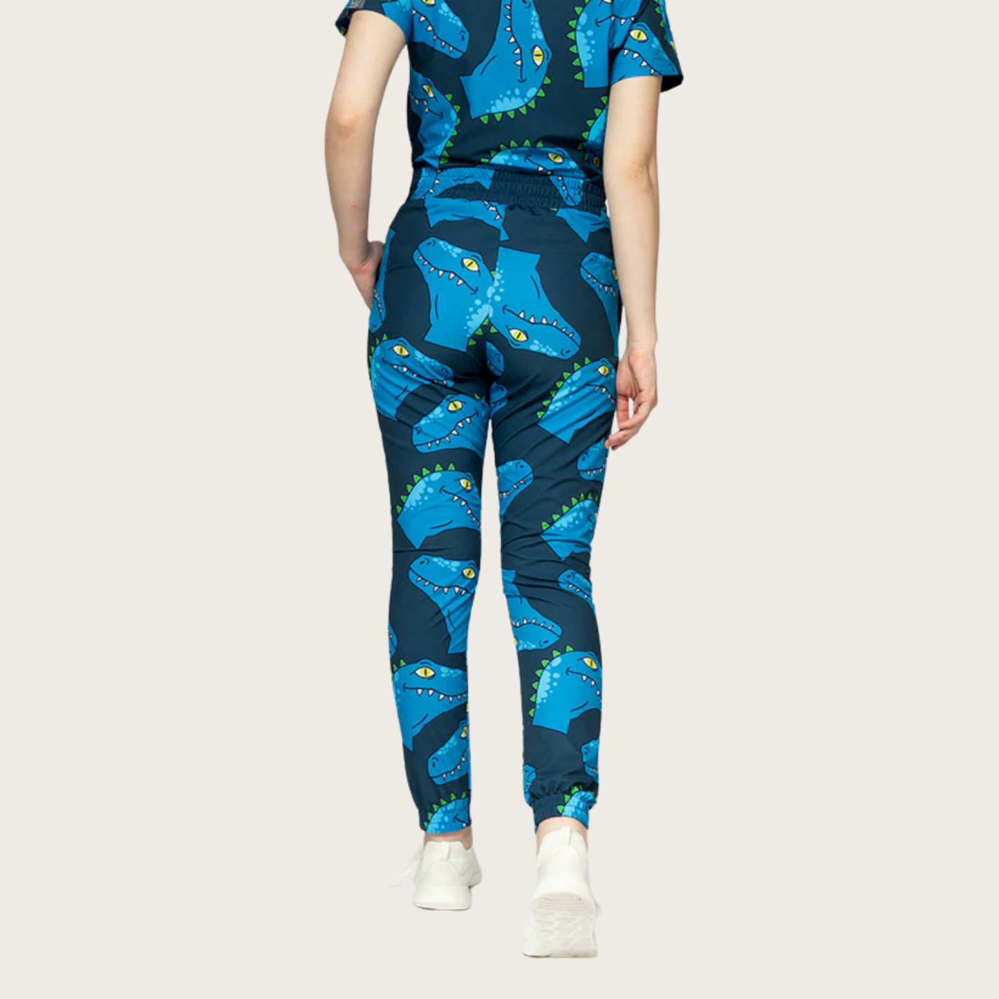 Women’s Blue Dinosaur Jogger Scrub Pants