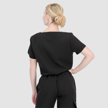 Casual and Fashionable V-neck Solid Color Scrub Top For Nurse 