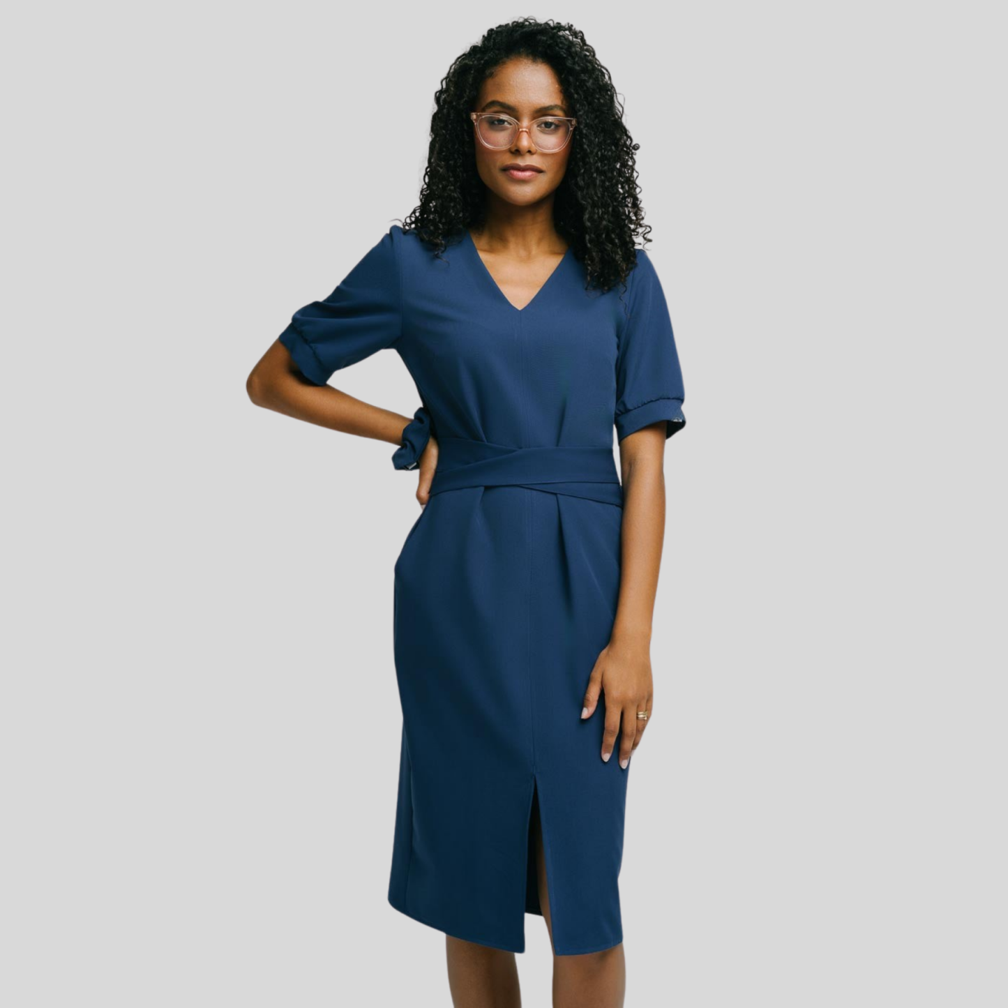 Medical Fashion Bow Waist Scrub Dress
