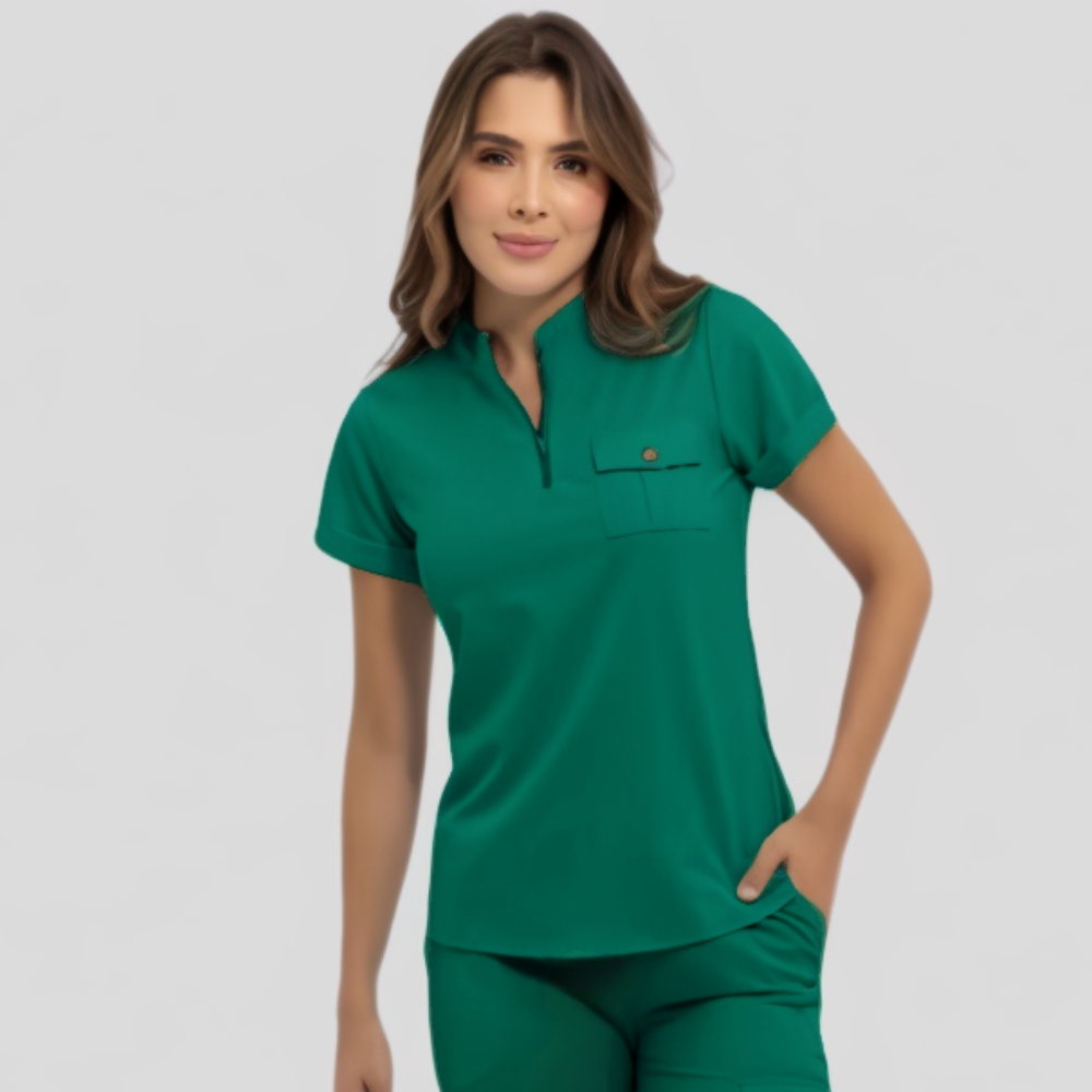 Women's Zip Neck Chest Pocket Scrub Top™