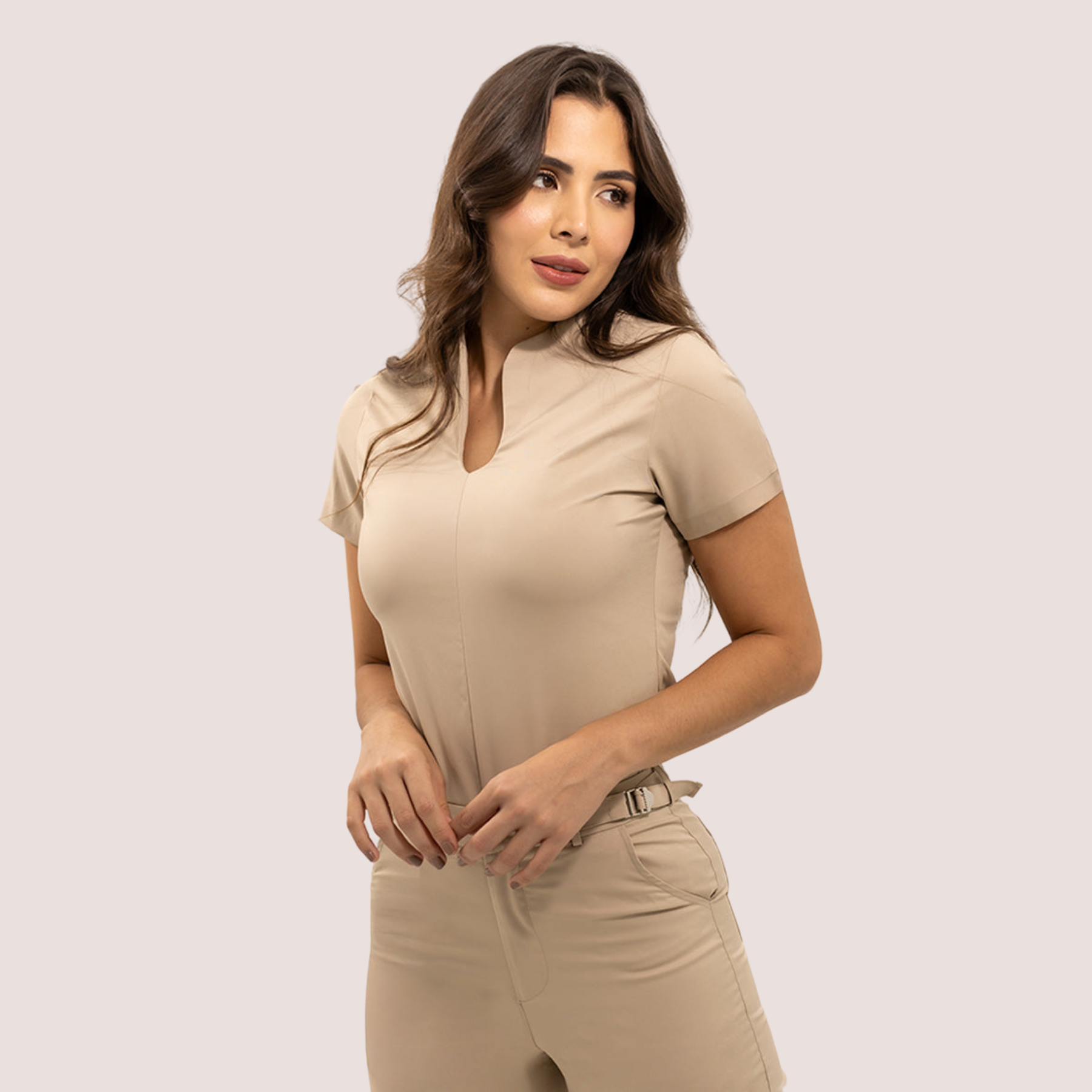 Women's U-shaped Collar Slim fit Scrub Top