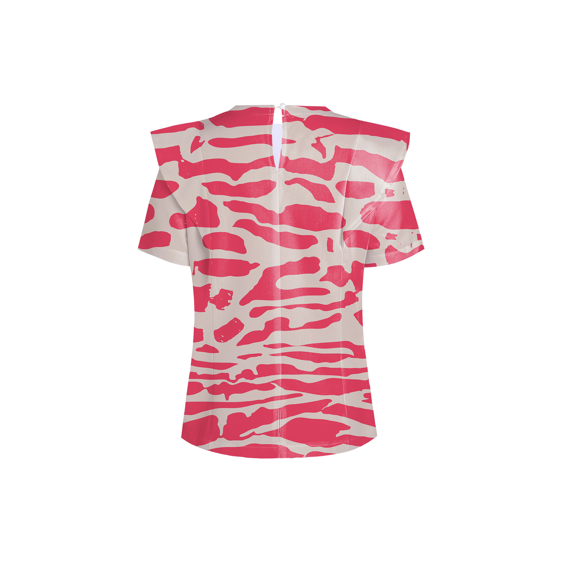 Women's Plus Size Red Stripes Print Scrub Top