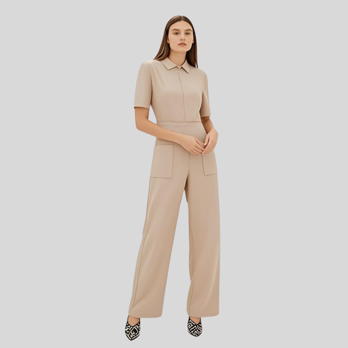 Professional and Fashionable Scrub Jumpsuit with Pockets for Female Nurse