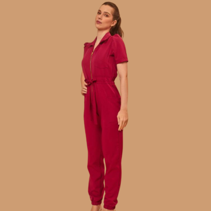 Women's Polo Neck Puff Sleeve Jumpsuit