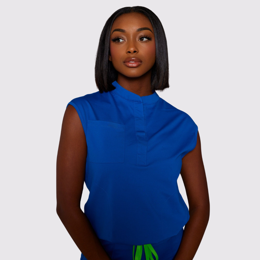 Women's Stand Collar Sleeveless Scrub Top