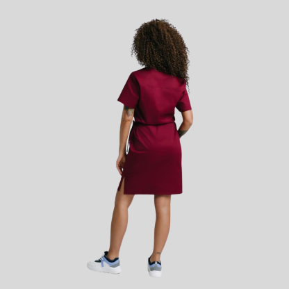 Medical Casual V-Neck Elastic Waist Scrub Dress