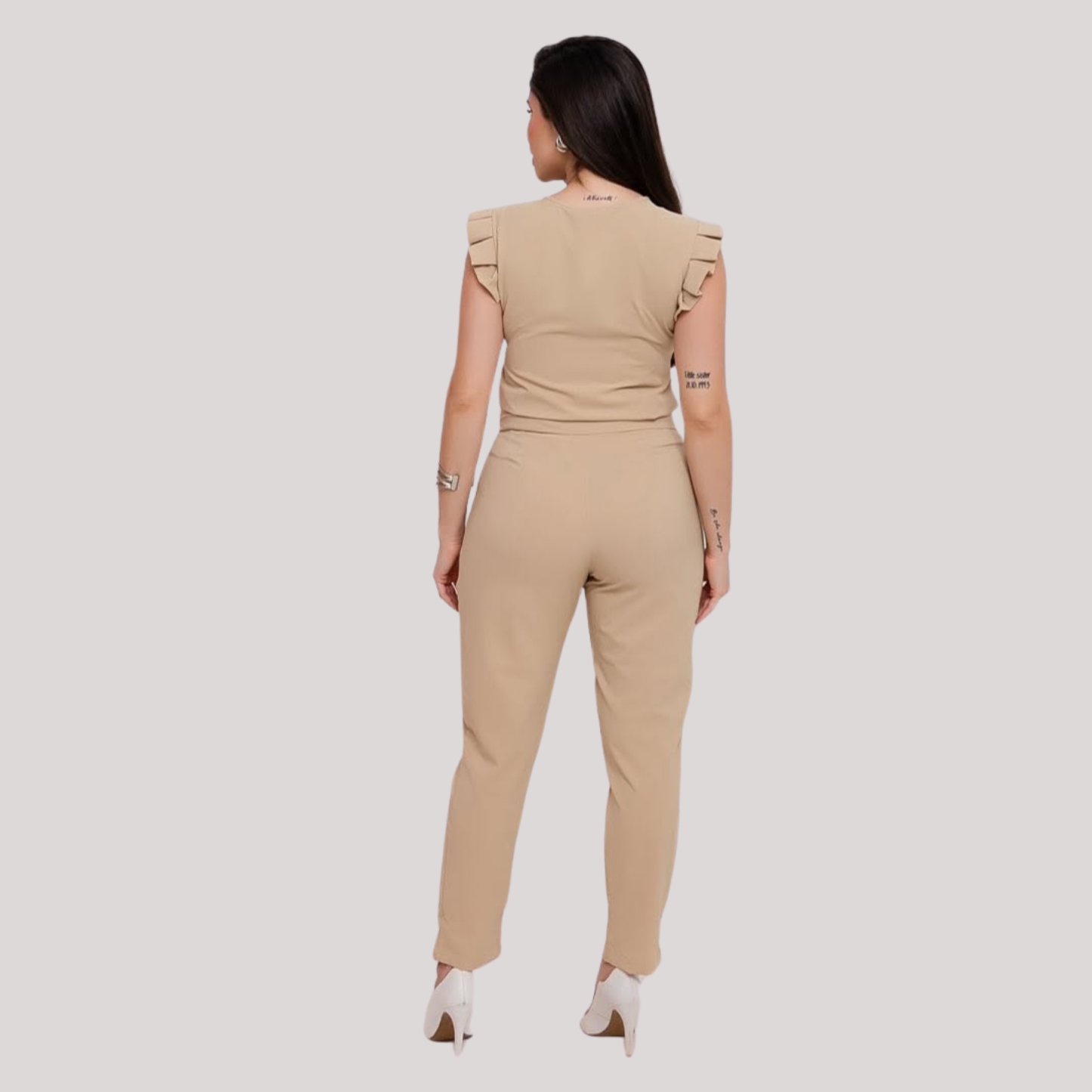 Round Neck Pleated Sleeve Scrub Top For Women