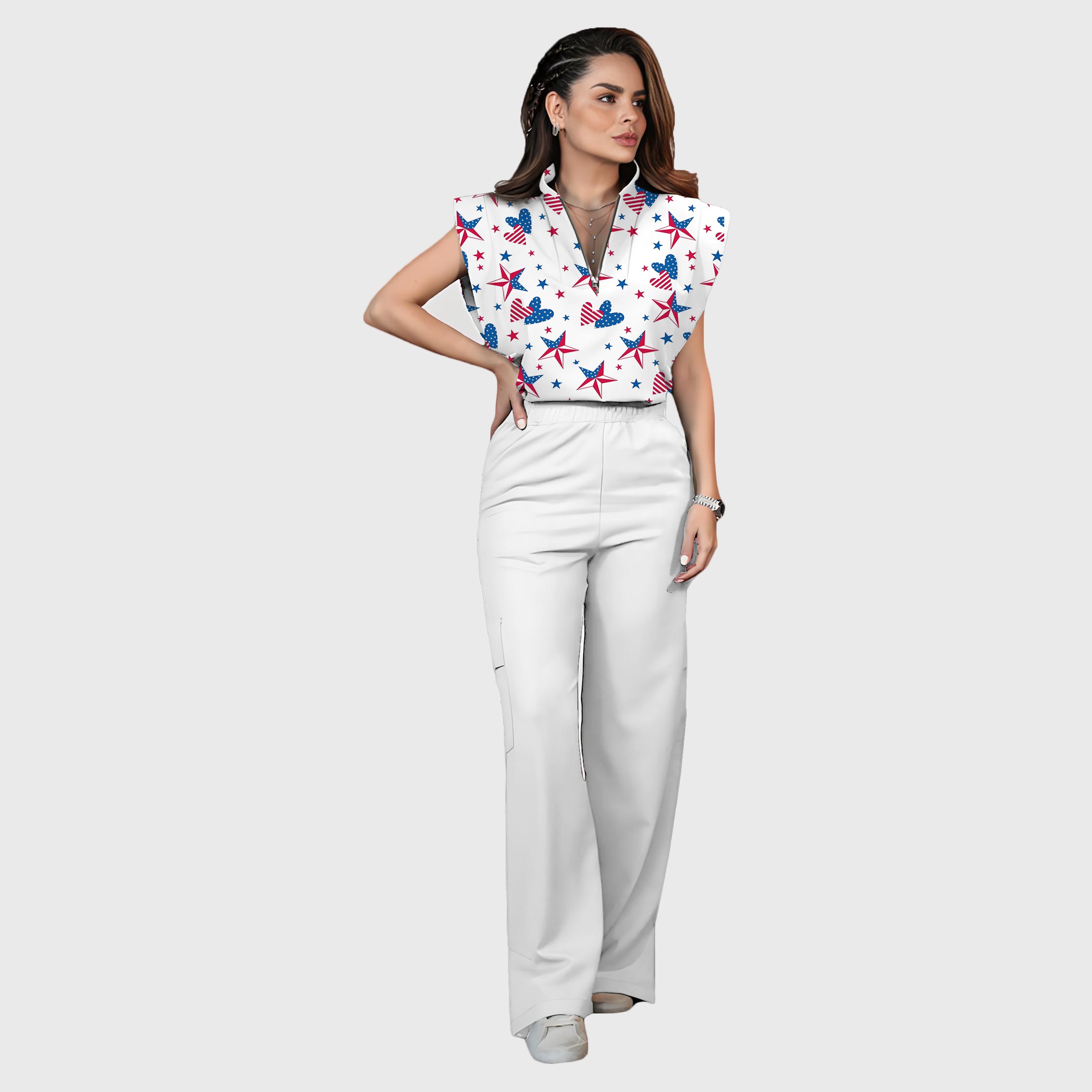Women's Independence Day Graphics Scrub Set ST6243
