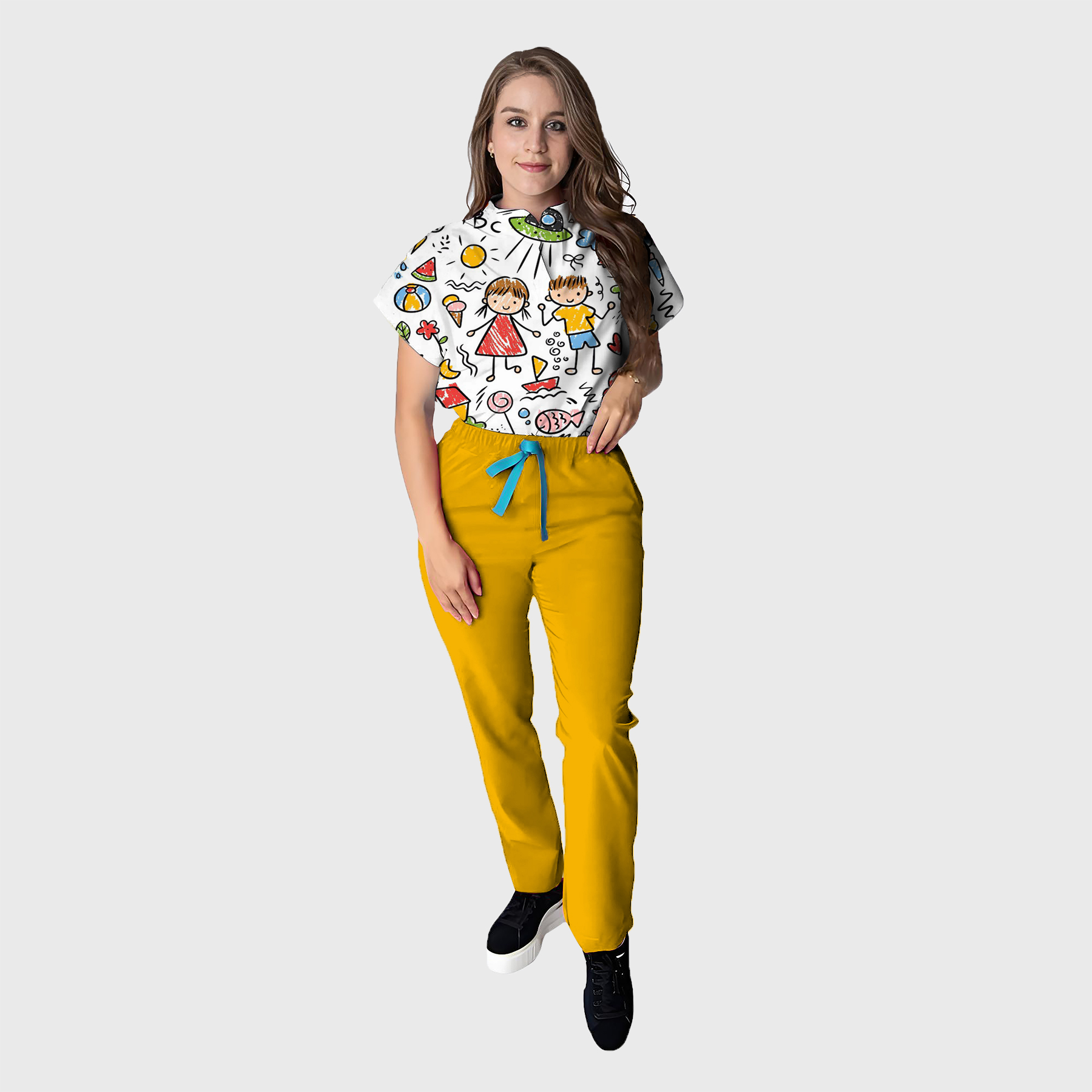 Women's Kid Scribble Printed Scrub Set SP33