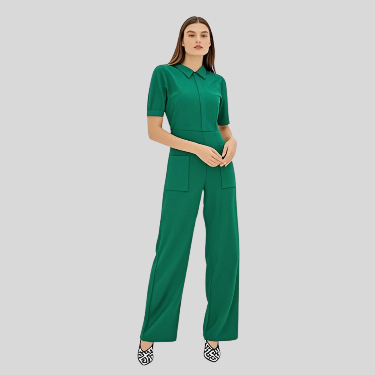 Professional and Fashionable Scrub Jumpsuit with Pockets for Female Nurse
