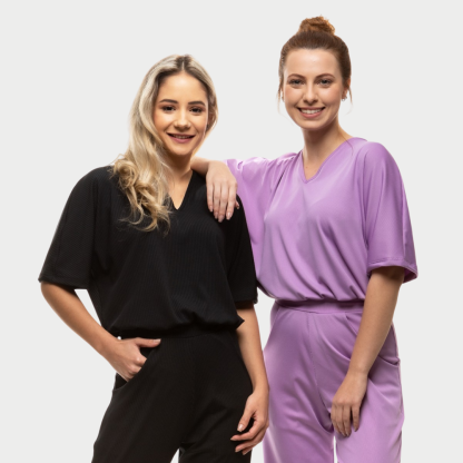 Women's V-neckline Jumpsuit With Elastic Waistband™