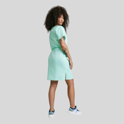 Medical Casual V-Neck Elastic Waist Scrub Dress