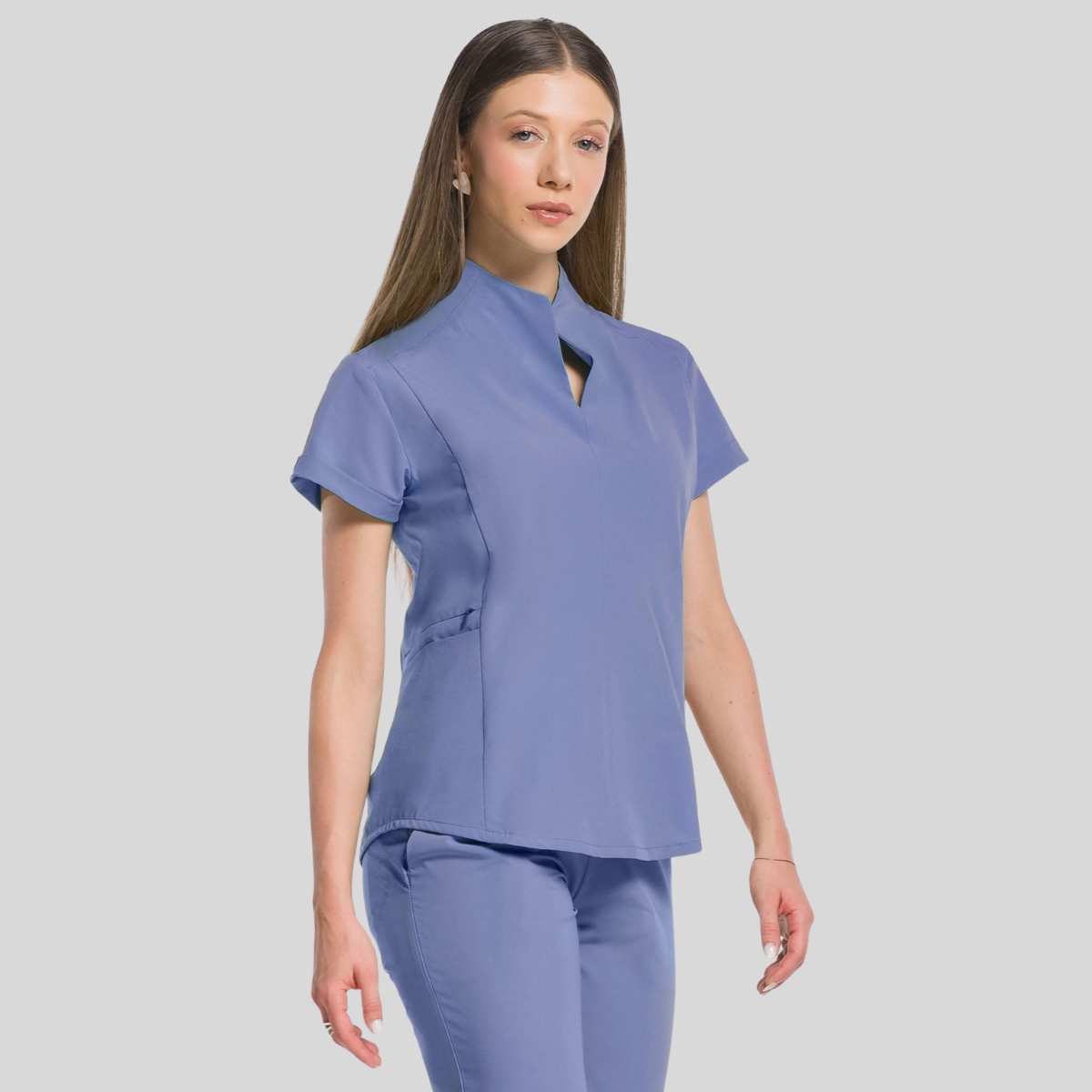Women's Stand-Up Collar Scrub Top