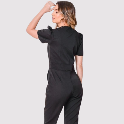 Women's V-neck Puff Sleeve Scrub Jumpsuit