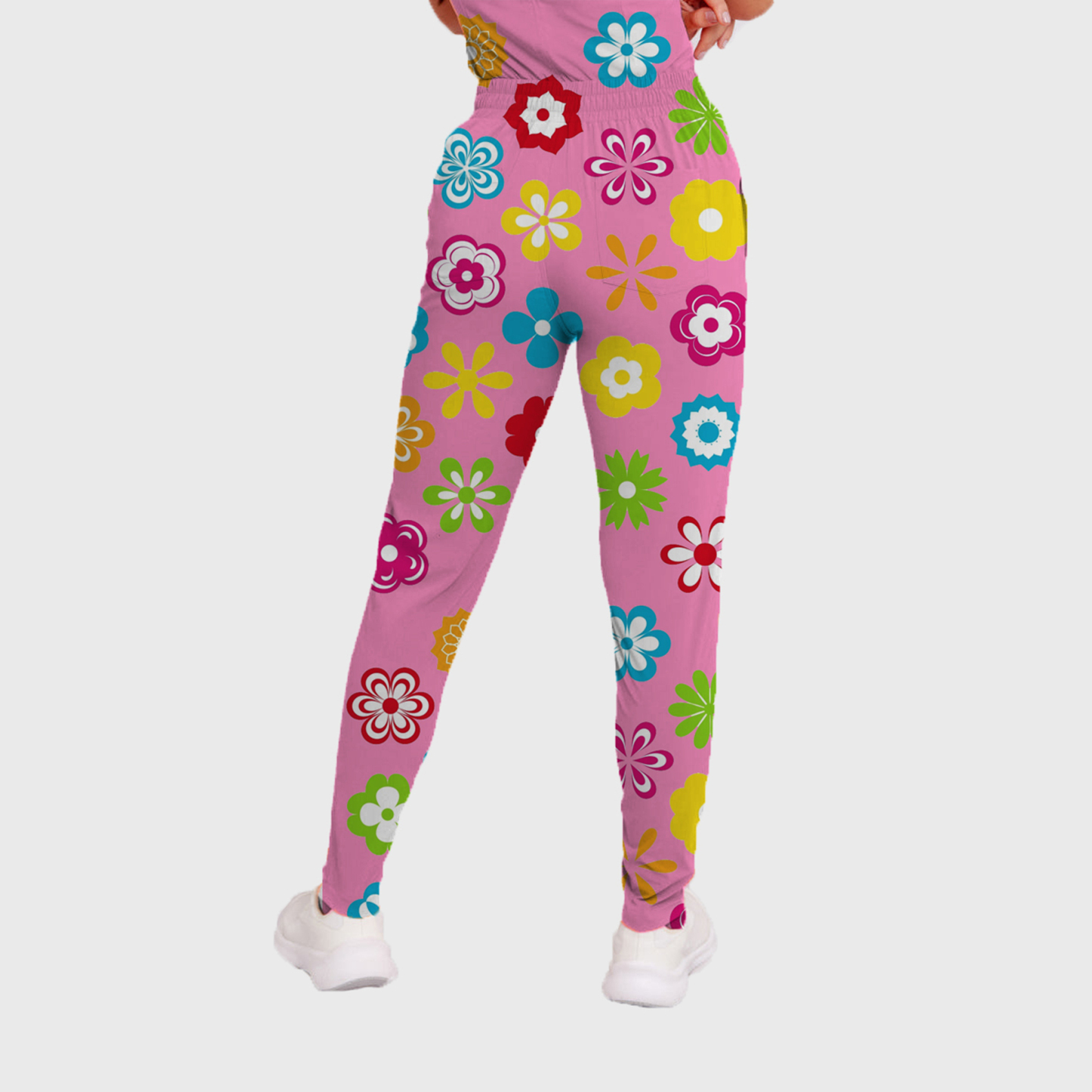Women's Colorful Floral Pattern Scrub Set ST6195