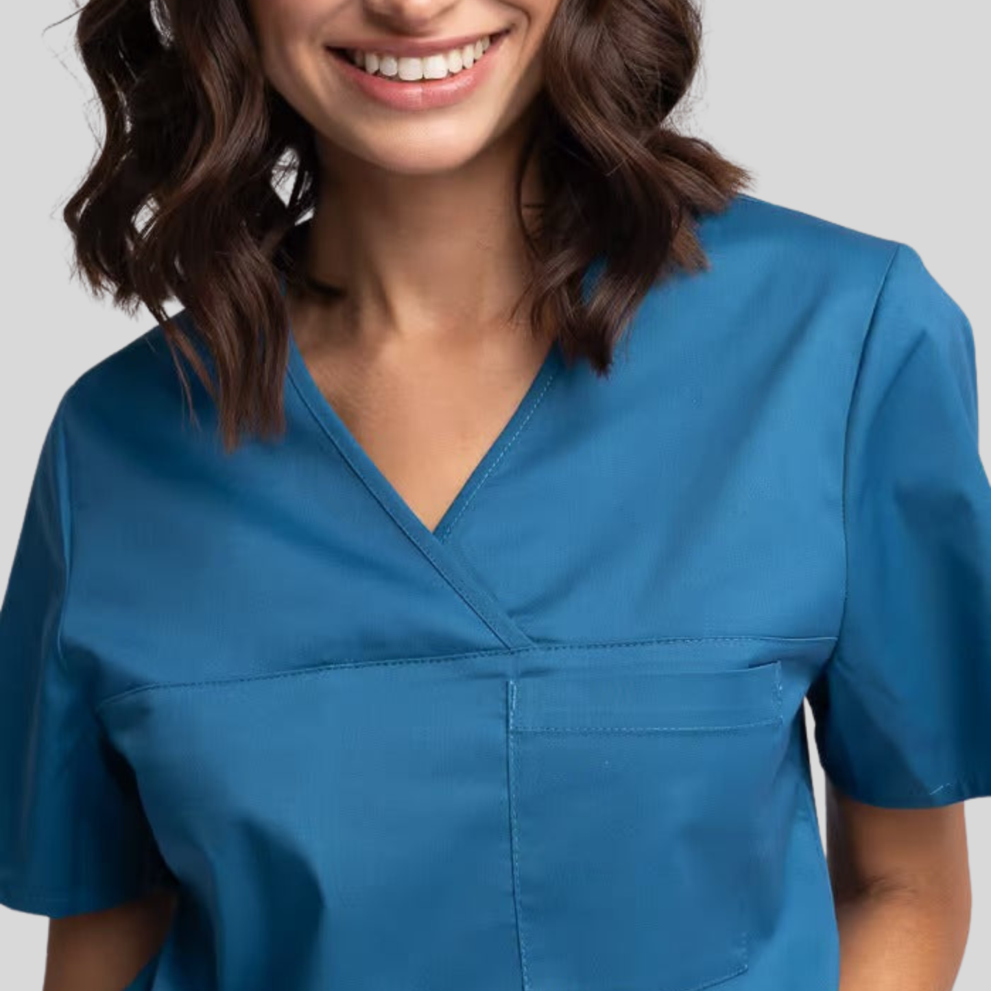 Medical Casual V-Neck Elastic Waist Scrub Dress