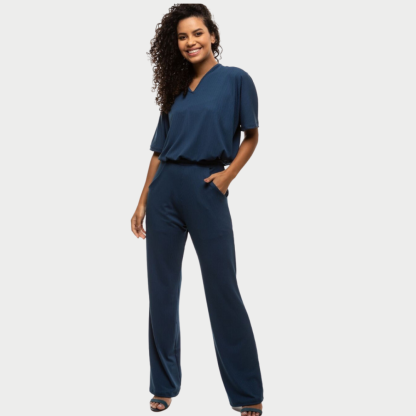 Women's V-neckline Jumpsuit With Elastic Waistband™